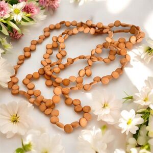 56-Inch Wooden Disk Necklace – Undyed Natural Wood